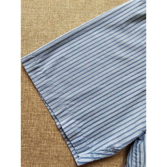 Arrow USA 1851 Shirt Men's L Blue White Casual Button Down Collared Striped - Picture 12 of 16